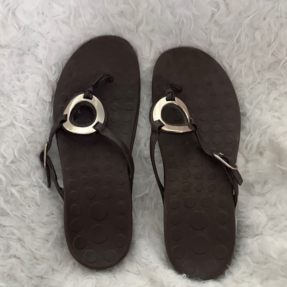 Orthaheel Brown Sandals with Silver Rings